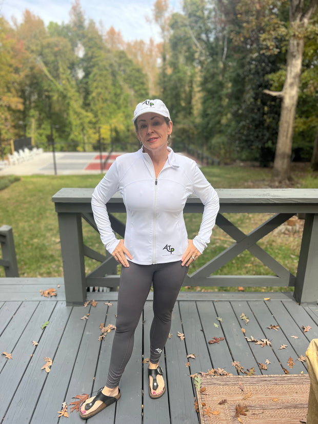 Fitted Stretch Full Zip Warm Up Jacket with Zipper Pockets