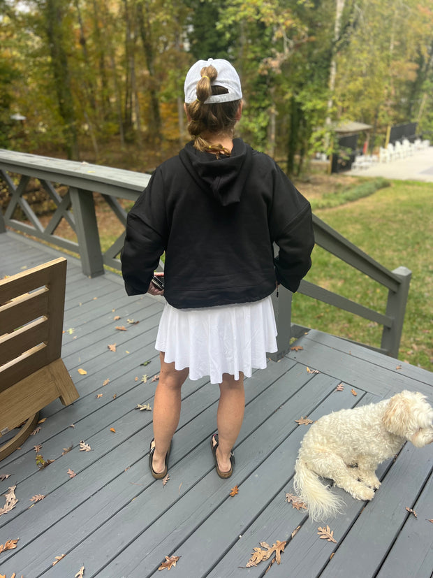 Lady's Draw String Semi-crop Hoodie