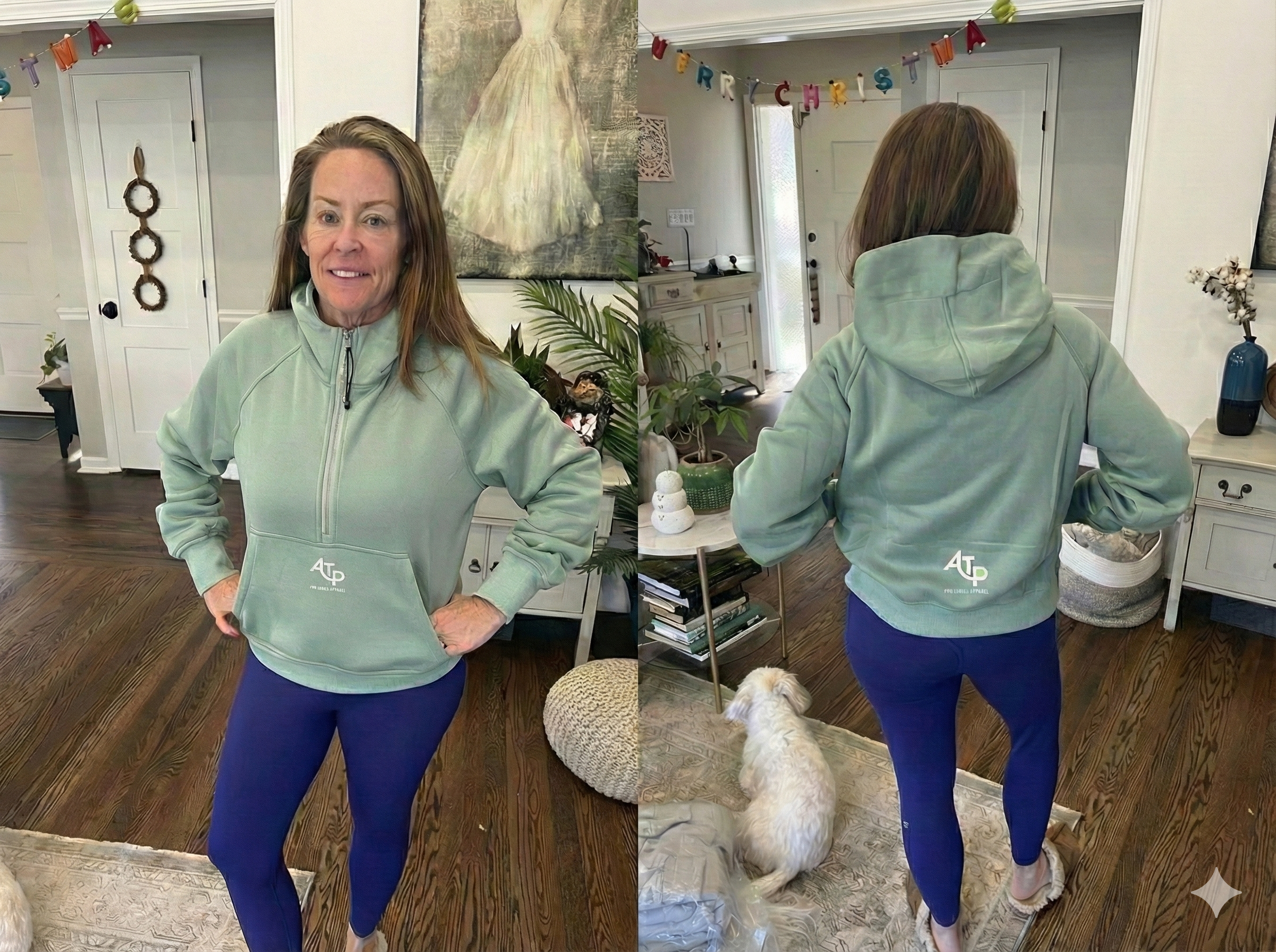 Lady's 1/2 Zip  Relaxed Hoodie with Pockets