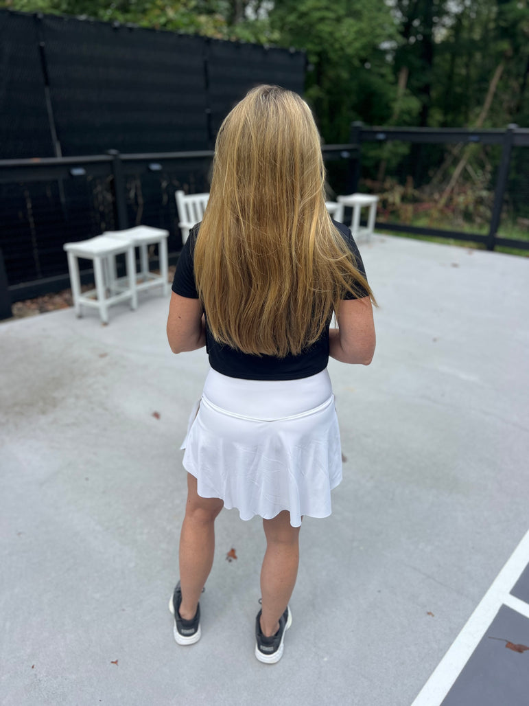 Lady's Performance Crossover High Waisted Mid length flowy Skorts with Pockets