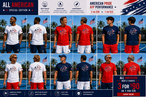 Men’s ATP Patriotic Soft-Touch Performance Tshirt - Red, White or Blue!!