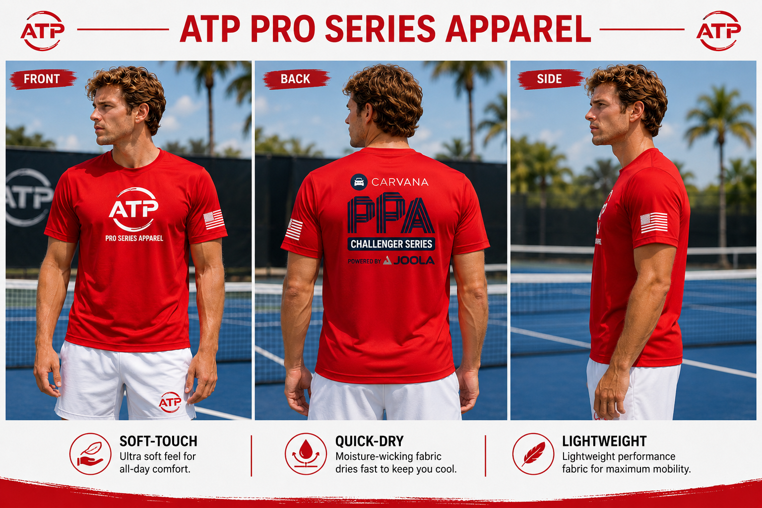 Men’s ATP Patriotic Soft-Touch Red Performance Tshirt