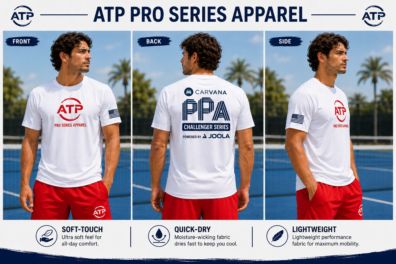 Men’s ATP Patriotic Soft-Touch White Performance Tshirt